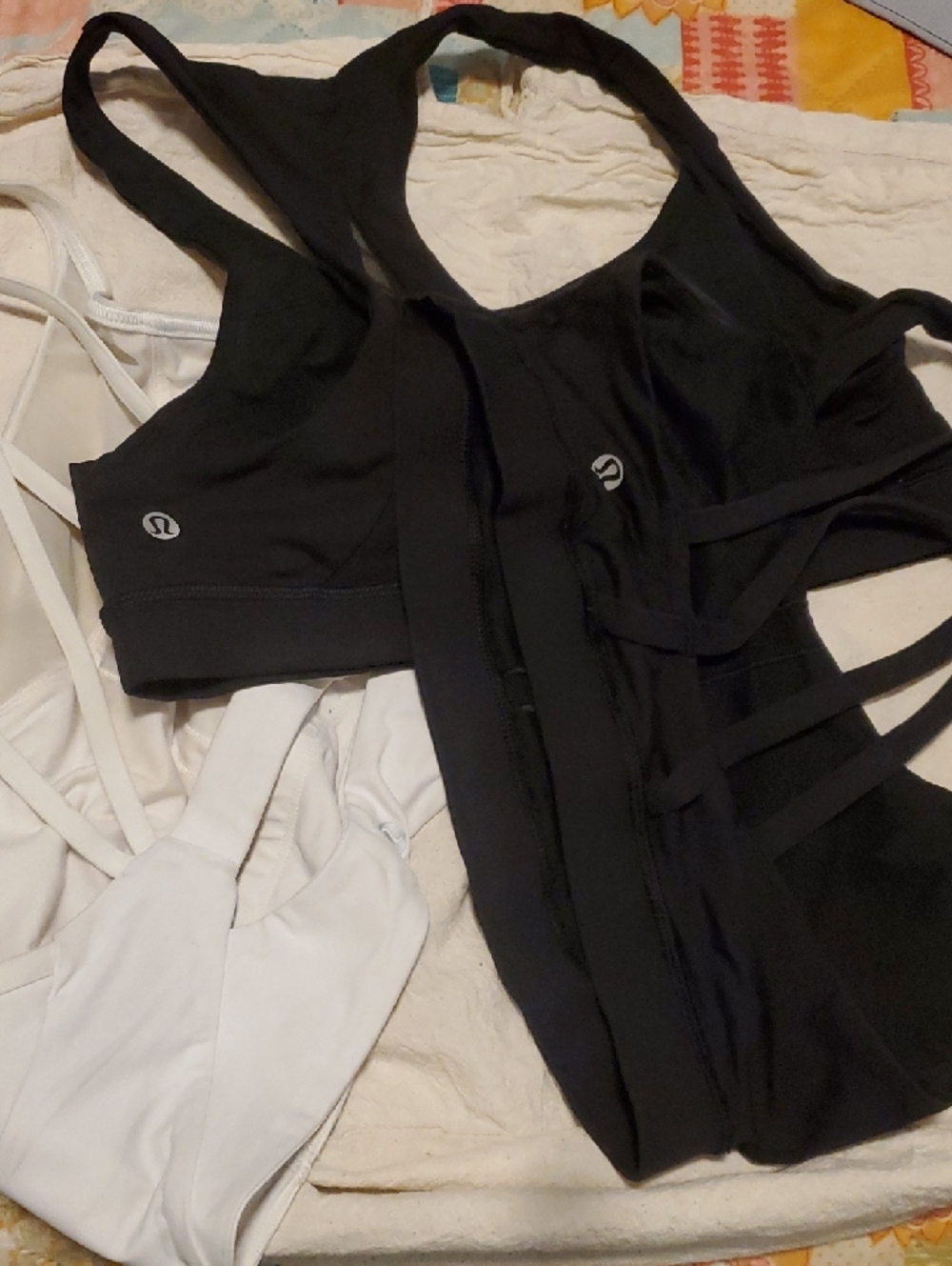 lululemon athletica Black and White Mixed Strappy Crop Tops